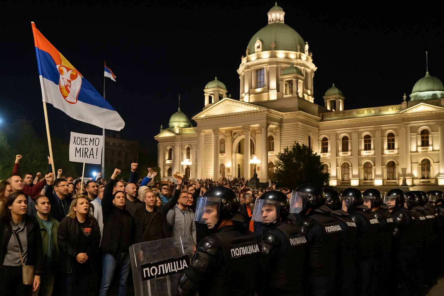Belgrado, la notte si allenta ma la piazza non molla