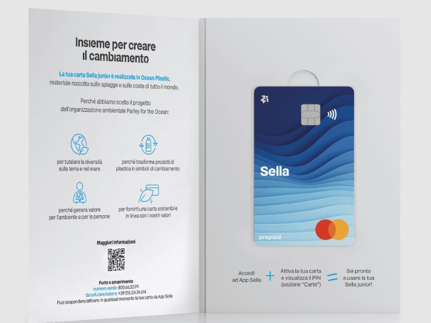 Banca Sella lancia la carta prepagata per i giovani realizzata in plastica riciclata dagli oceani