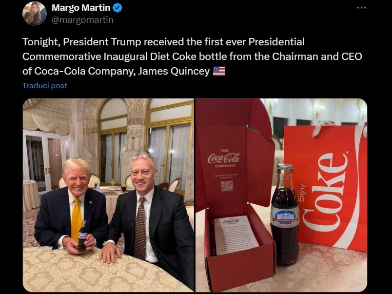 Coca-Cola e la bottiglia commemorativa per Trump: un omaggio che divide