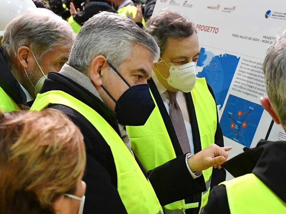 Draghi visita il cantiere del Terzo Valico, fiore all'occhiello del Gruppo FS