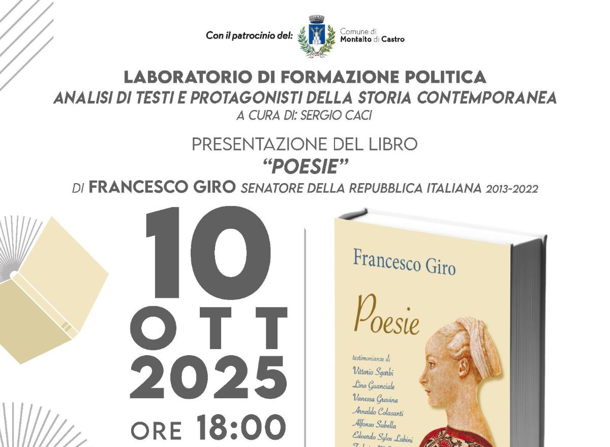 Francesco Giro presenta “Poesie” a Montalto di Castro